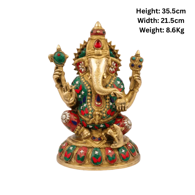 Brass Ganesh Big - 35.5cm Height-Global Food Hub