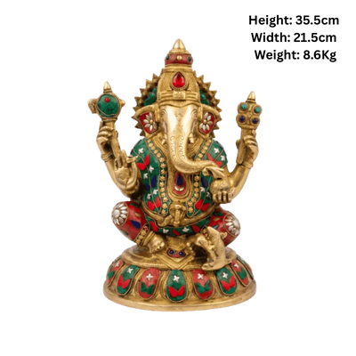 Brass Ganesh Big - 35.5cm Height-Global Food Hub