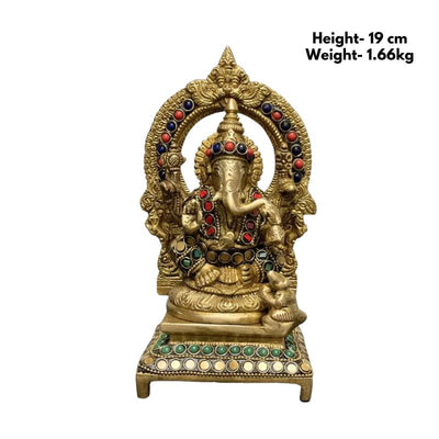 Brass Ganesh D4 With Stone Work-Global Food Hub