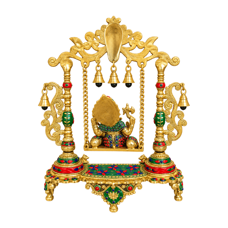 Brass Ganesh Jhula / Swing White Multi color-Global Food Hub