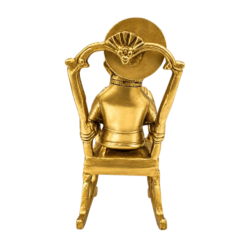 Brass Ganesh Ji on Chair and Reading Book L-Global Food Hub