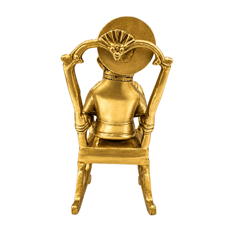 Brass Ganesh Ji on Chair and Reading Book M-Global Food Hub