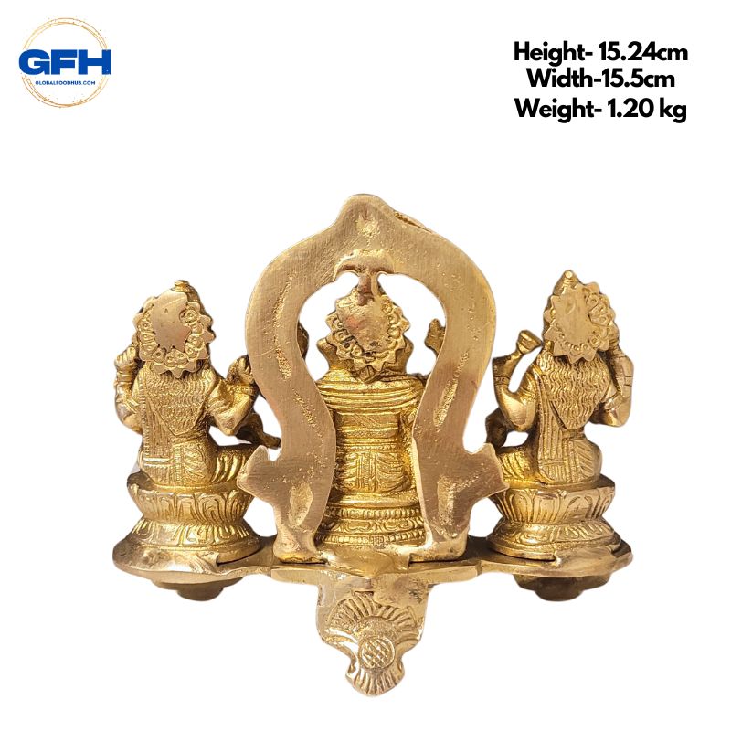Brass Ganesh Lakshmi Sarasvati Set Statue-Global Food Hub