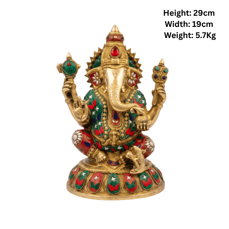Brass Ganesh Medium - 29cm Height-Global Food Hub