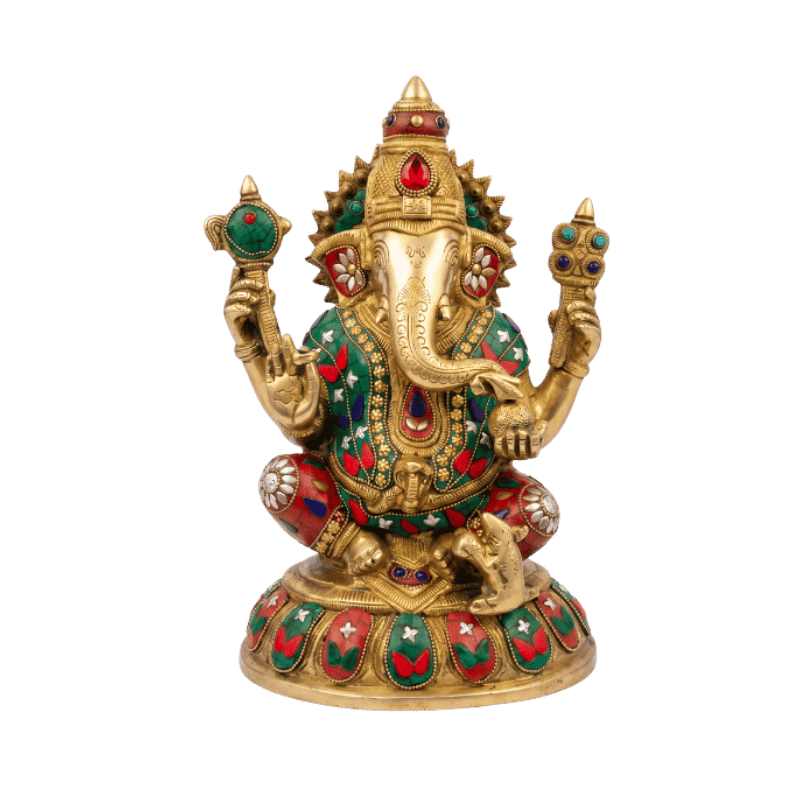 Brass Ganesh Medium - 29cm Height-Global Food Hub