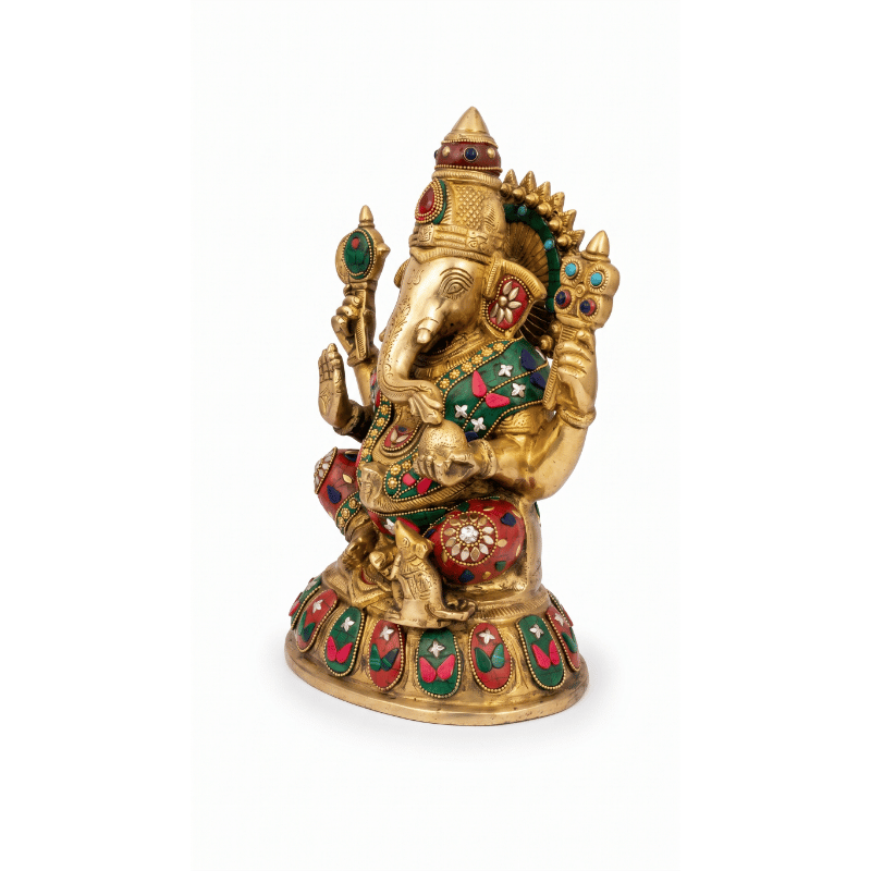 Brass Ganesh Medium - 29cm Height-Global Food Hub