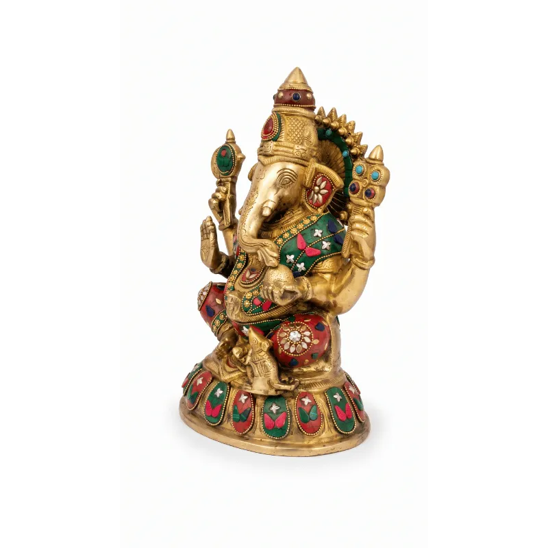 Brass Ganesh Small - 16cm Height-Global Food Hub