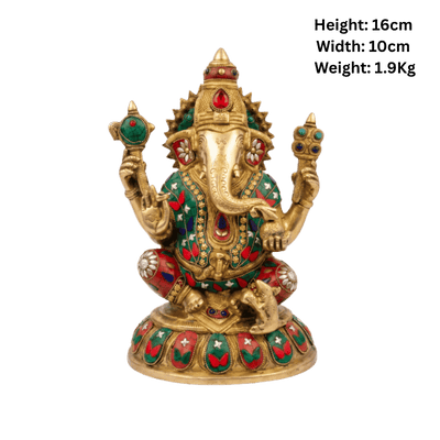 Brass Ganesh Small - 16cm Height-Global Food Hub