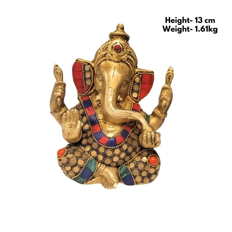 Brass Ganesh Stone Work D5 Design May Slightly Vary-Global Food Hub