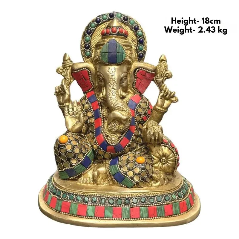 Brass Ganesh Stone Work D6 Design May Vary-Global Food Hub