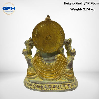 Brass Ganesh with Round Antique Look-Global Food Hub