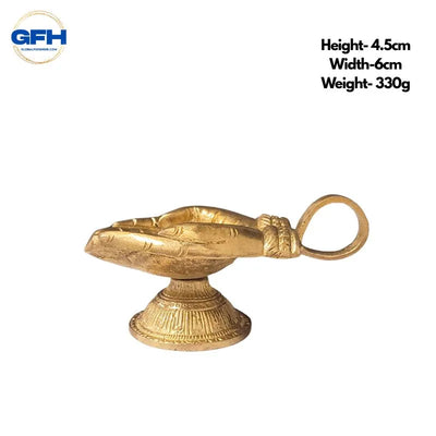 Brass Hand Design Diya-Global Food Hub