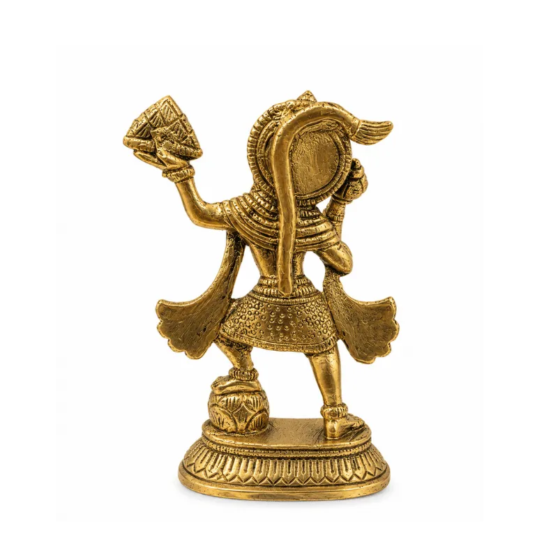 Brass Hanuman Statue with Parbat- Small-Global Food Hub