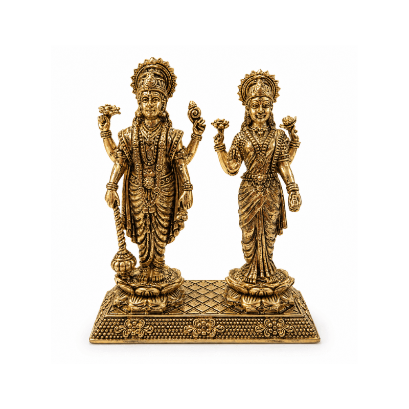 Brass Lakshmi Narayan S Miniature Statue-Global Food Hub