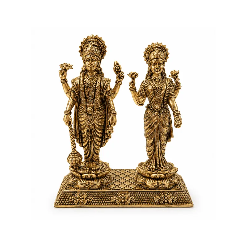 Brass Lakshmi Narayan S Miniature Statue-Global Food Hub