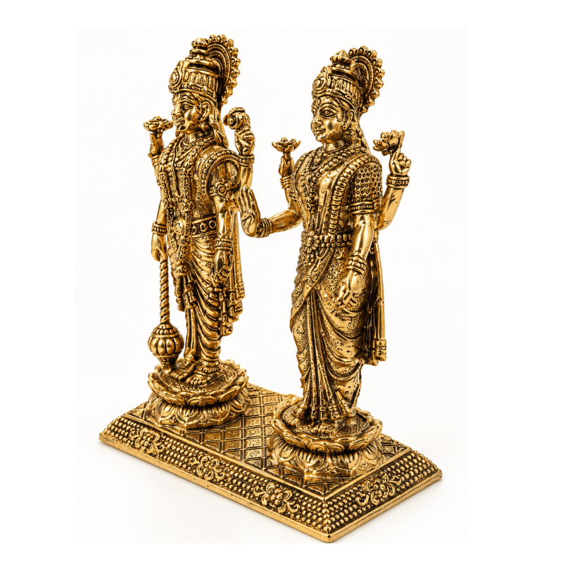 Brass Lakshmi Narayan S Miniature Statue-Global Food Hub