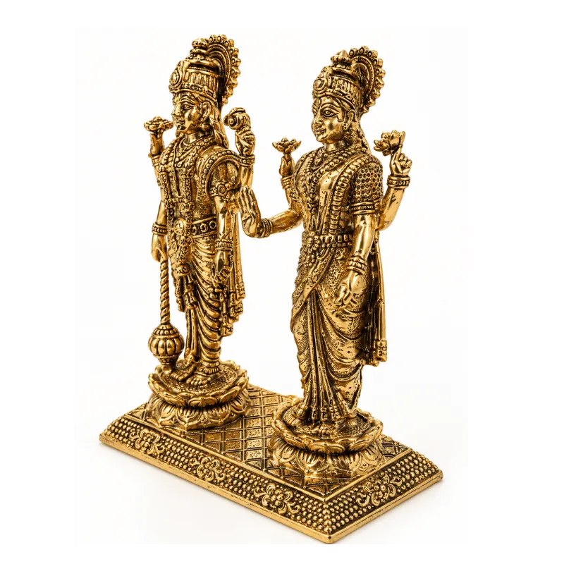 Brass Lakshmi Narayan S Miniature Statue-Global Food Hub