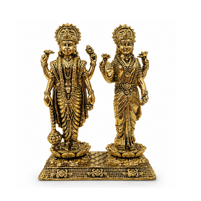Brass Lakshmi Narayan XS Miniature Statue-Global Food Hub
