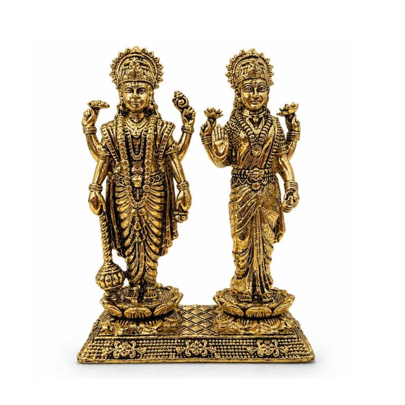 Brass Lakshmi Narayan XS Miniature Statue-Global Food Hub
