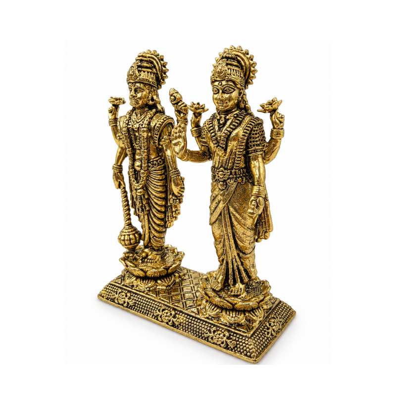 Brass Lakshmi Narayan XS Miniature Statue-Global Food Hub