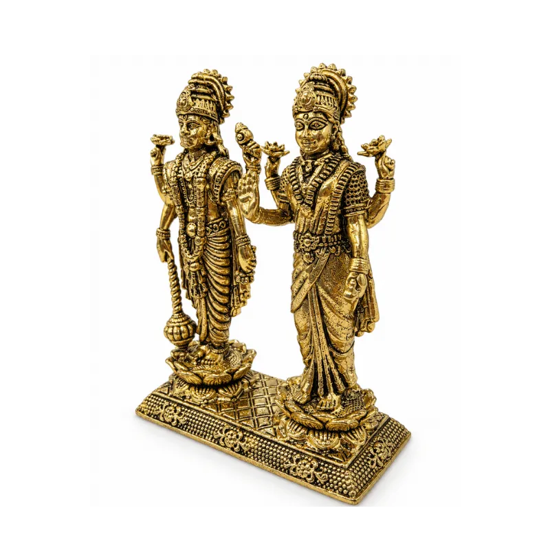 Brass Lakshmi Narayan XS Miniature Statue-Global Food Hub