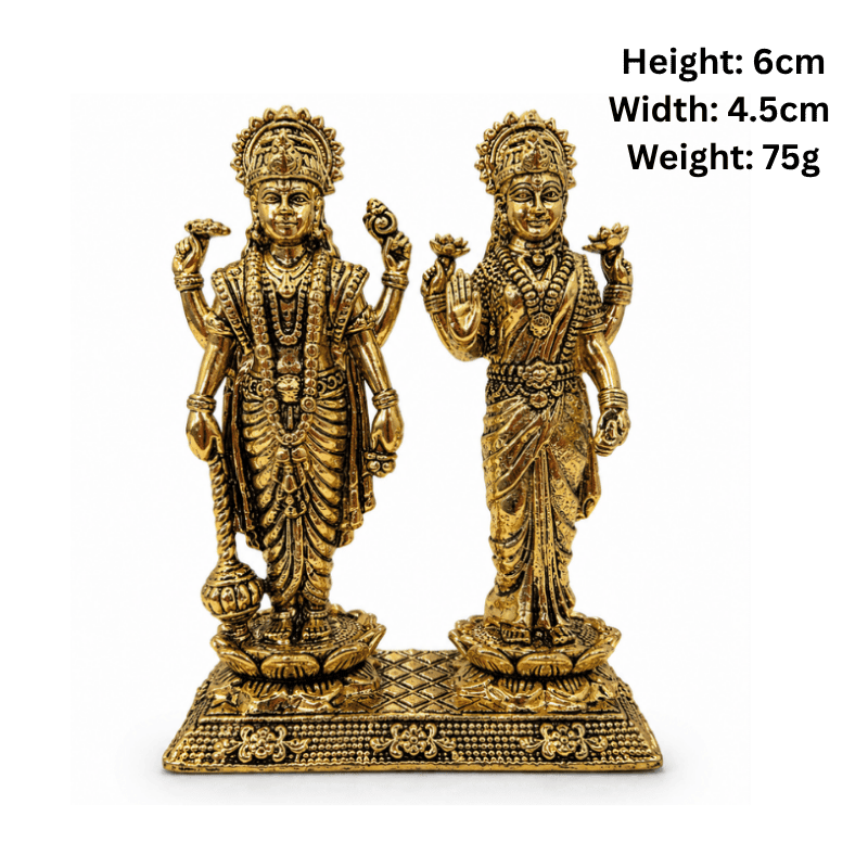 Brass Lakshmi Narayan XS Miniature Statue-Global Food Hub