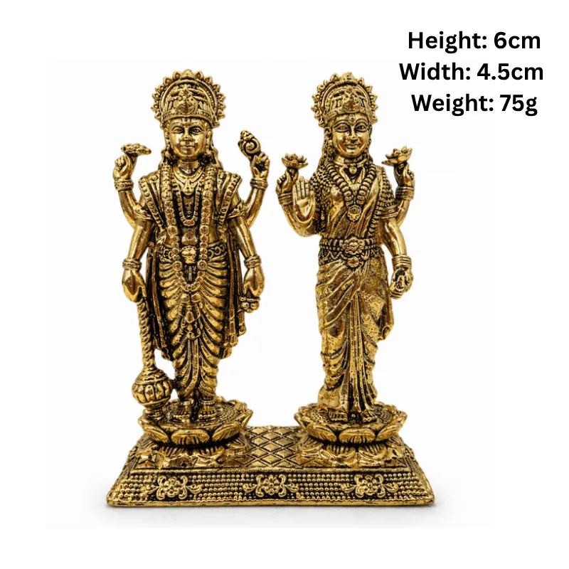 Brass Lakshmi Narayan XS Miniature Statue-Global Food Hub