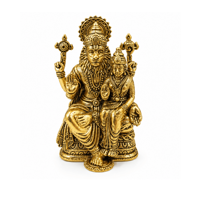 Brass Lakshmi Narsimha XS Miniature Statue-Global Food Hub