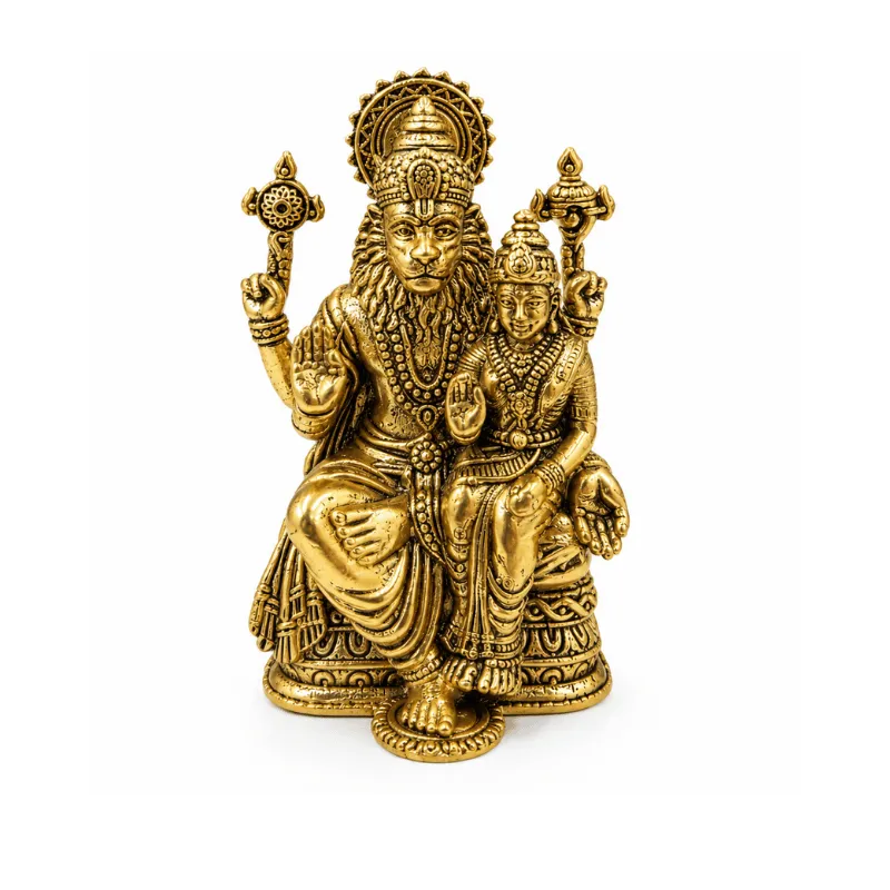 Brass Lakshmi Narsimha XS Miniature Statue-Global Food Hub