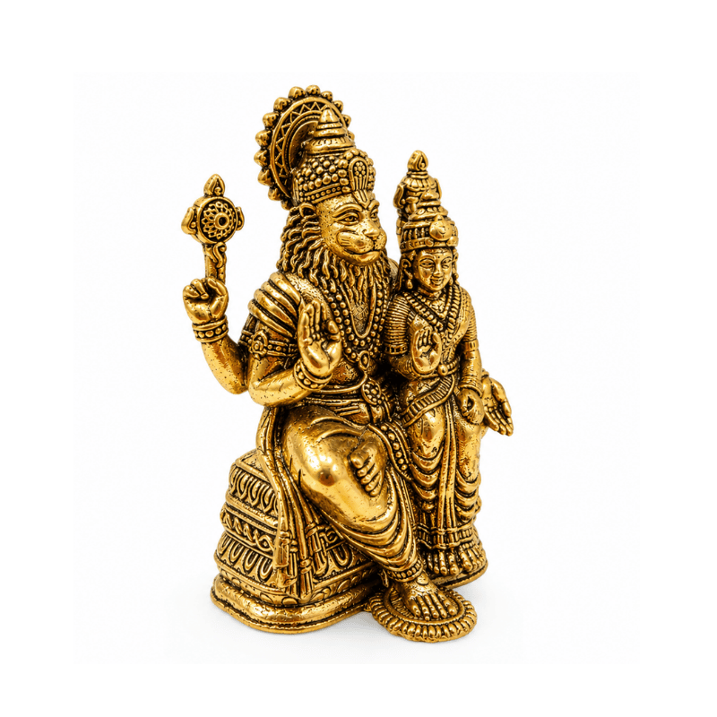 Brass Lakshmi Narsimha XS Miniature Statue-Global Food Hub