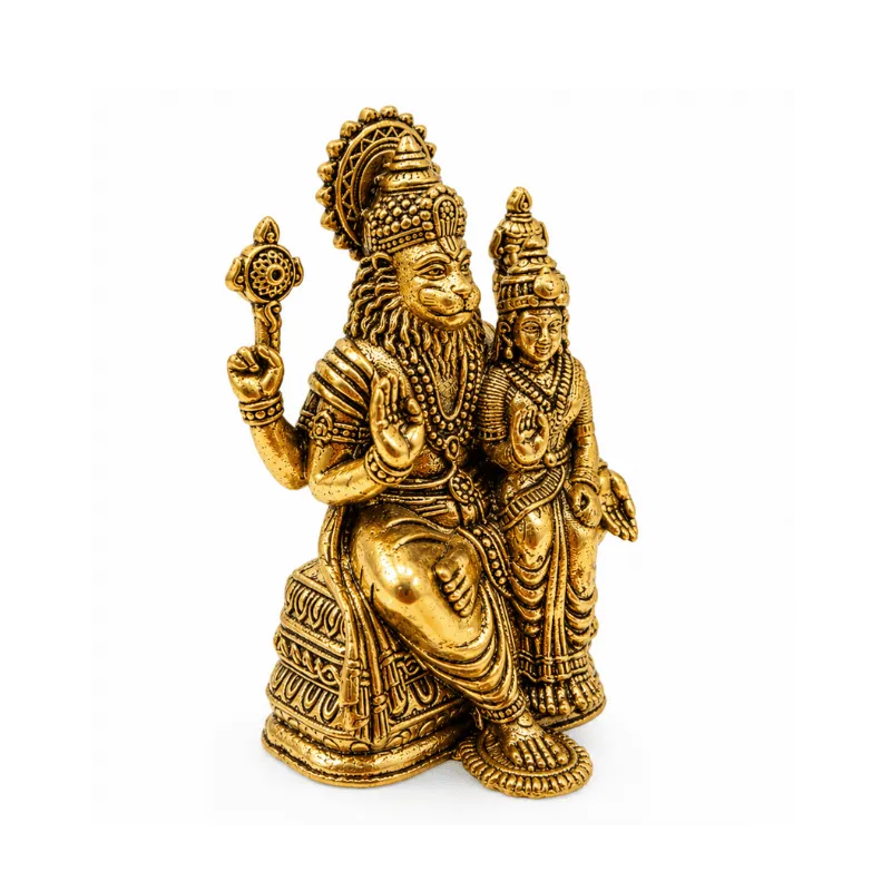 Brass Lakshmi Narsimha XS Miniature Statue-Global Food Hub