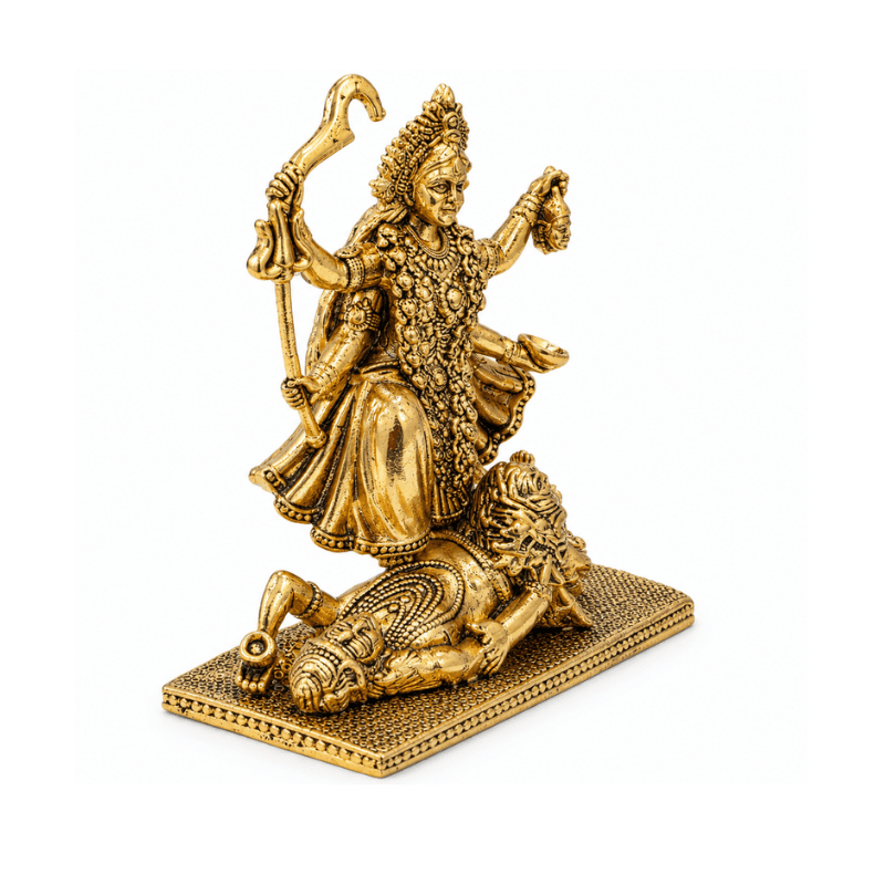 Brass Mahisasur Mardini Durga Miniature Statue-Global Food Hub
