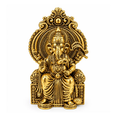 Brass Miniature Ganesha S on Chair-Global Food Hub