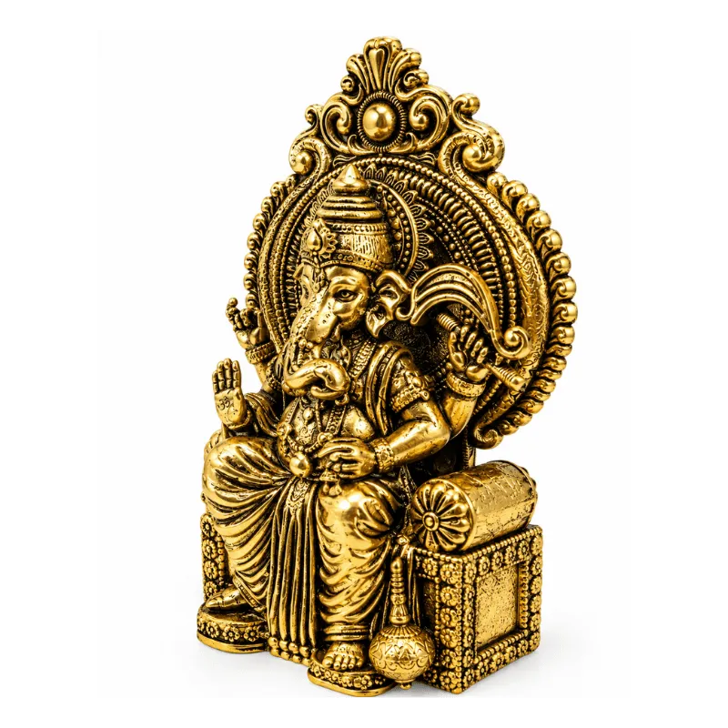 Brass Miniature Ganesha S on Chair-Global Food Hub
