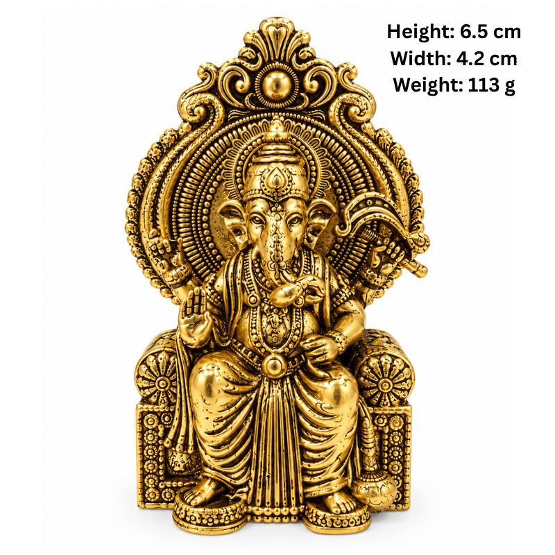 Brass Miniature Ganesha S on Chair-Global Food Hub