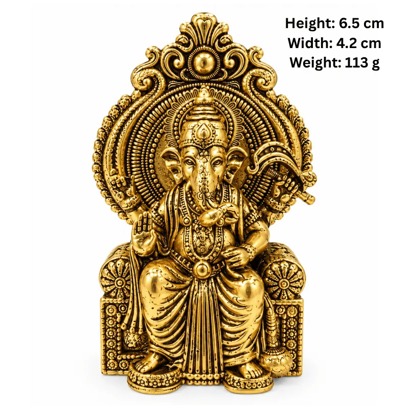 Brass Miniature Ganesha S on Chair-Global Food Hub