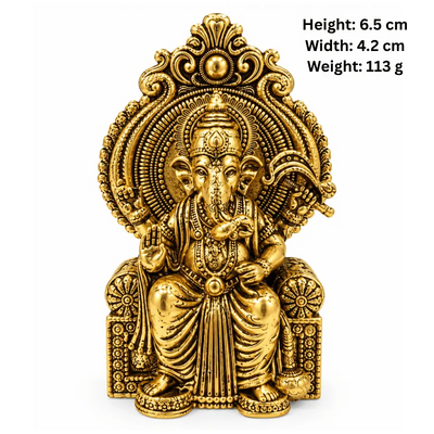 Brass Miniature Ganesha S on Chair-Global Food Hub