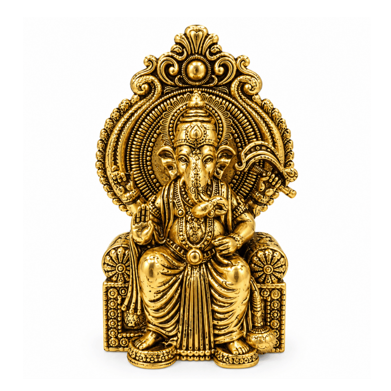Brass Miniature Ganesha on Chair-Global Food Hub