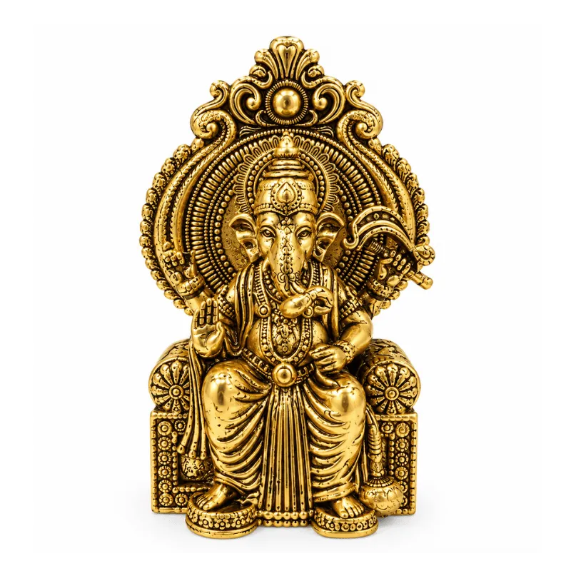 Brass Miniature Ganesha on Chair-Global Food Hub