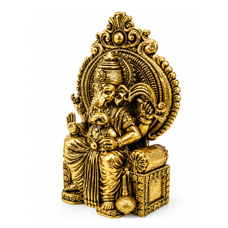 Brass Miniature Ganesha on Chair-Global Food Hub