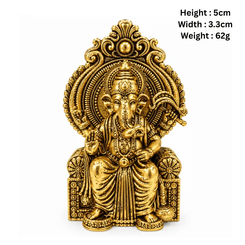 Brass Miniature Ganesha on Chair-Global Food Hub