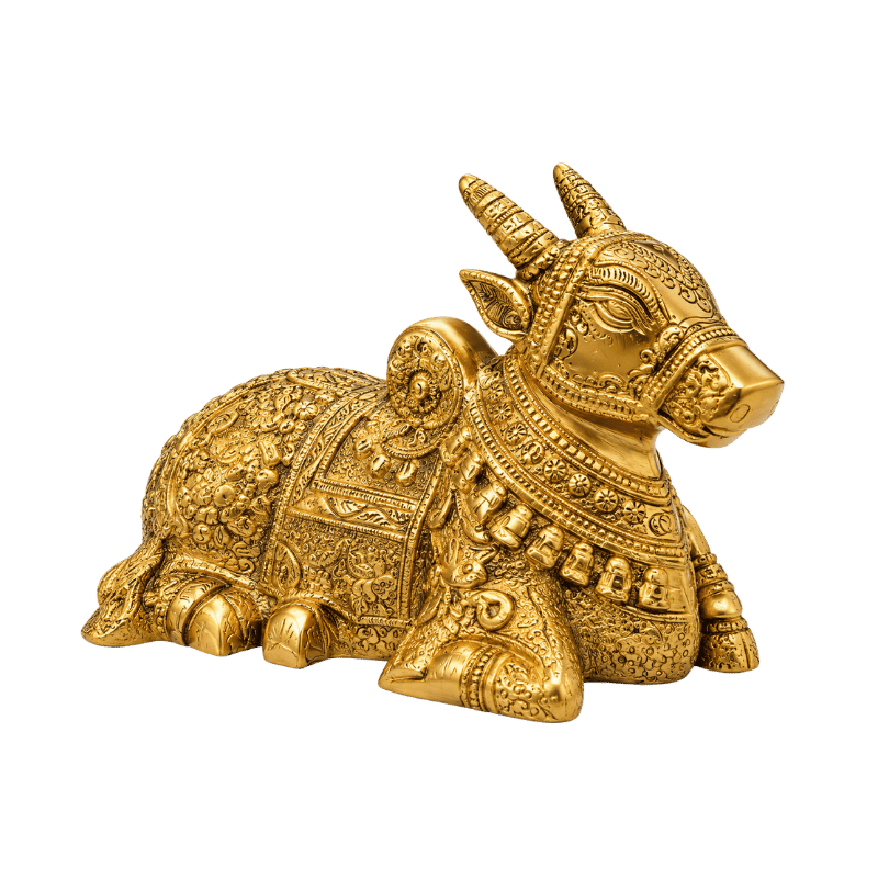 Brass Nandi Coming Statue : Weight- 1Kg-Global Food Hub