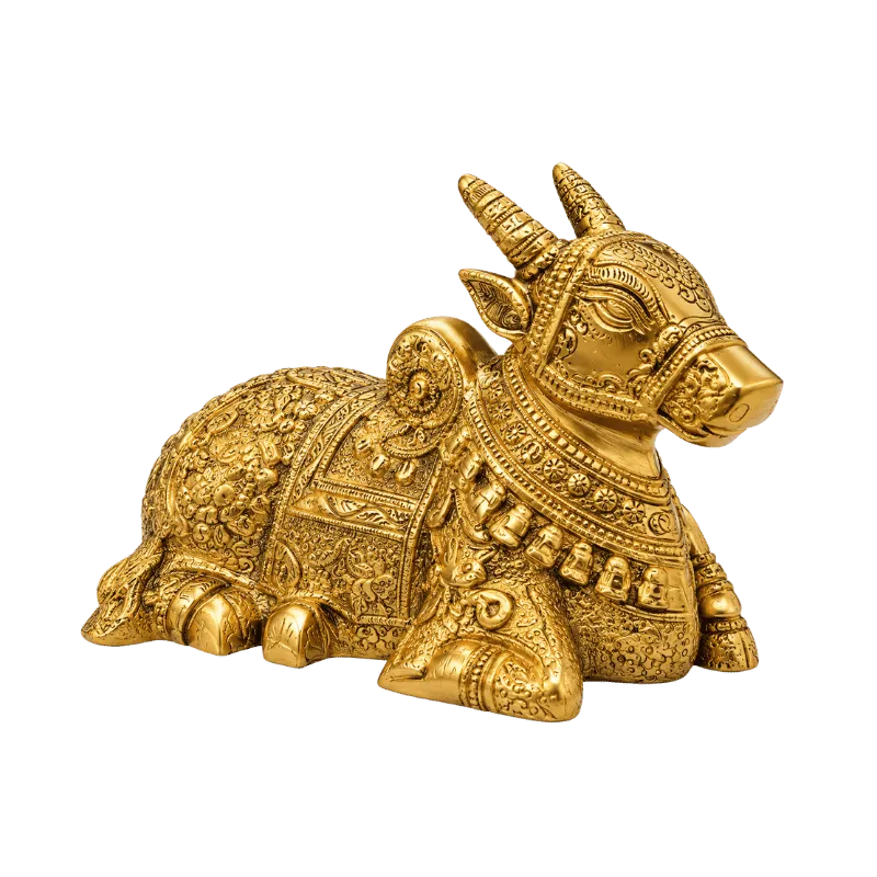 Brass Nandi Coming Statue : Weight- 1Kg-Global Food Hub