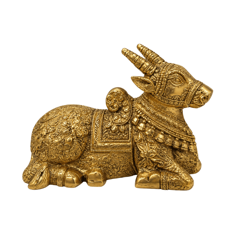 Brass Nandi Coming Statue : Weight- 1Kg-Global Food Hub