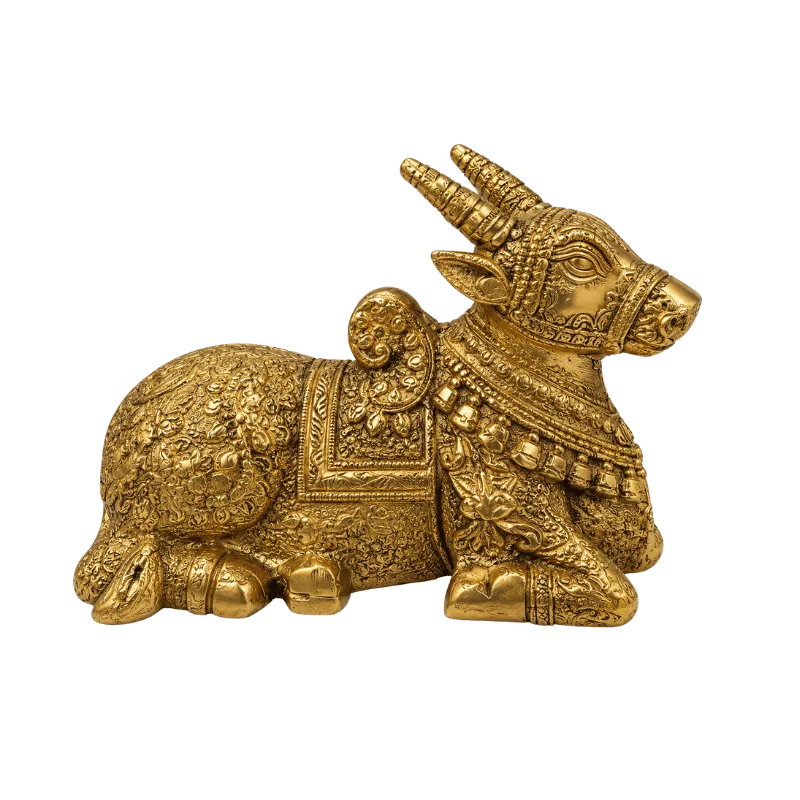 Brass Nandi Coming Statue : Weight- 1Kg-Global Food Hub