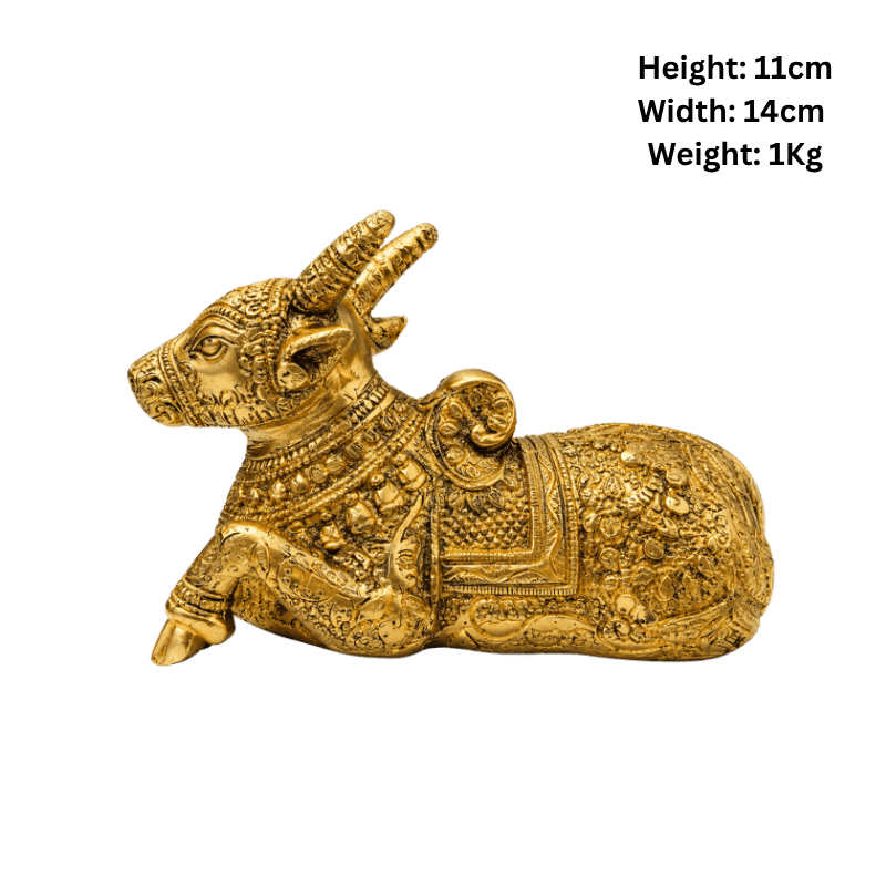 Brass Nandi Coming Statue : Weight- 1Kg-Global Food Hub
