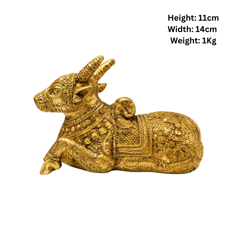 Brass Nandi Coming Statue : Weight- 1Kg-Global Food Hub