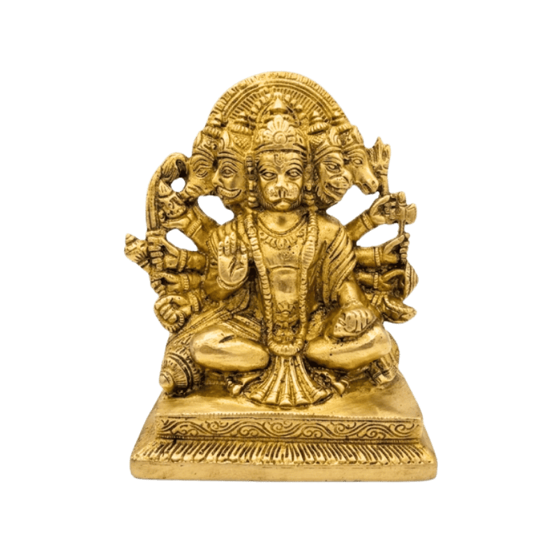 Brass Panchmukhi Hanuman- 1.7kg (square)-Global Food Hub