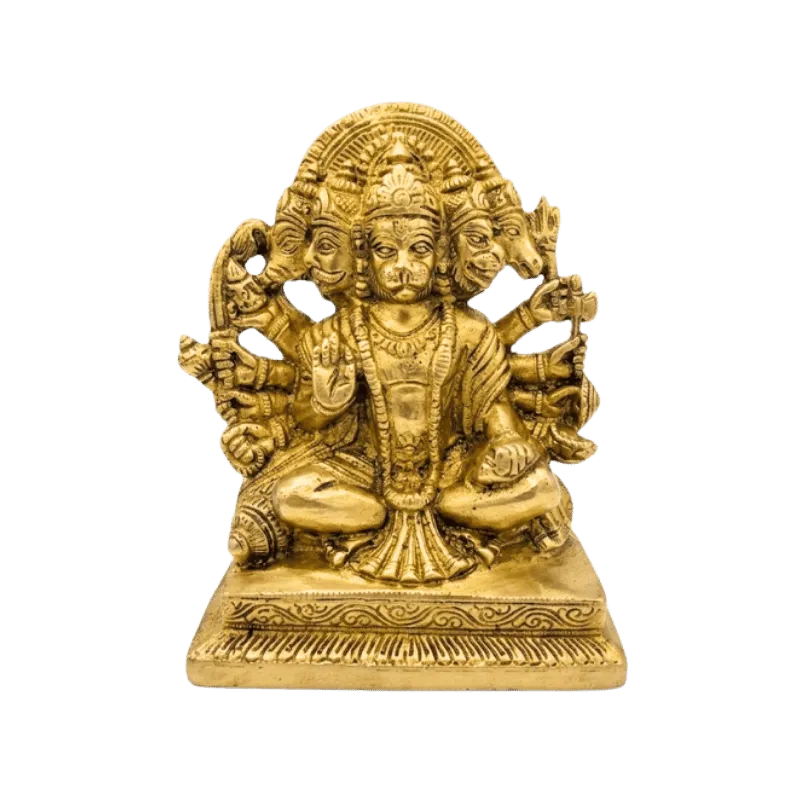 Brass Panchmukhi Hanuman- 1.7kg (square)-Global Food Hub