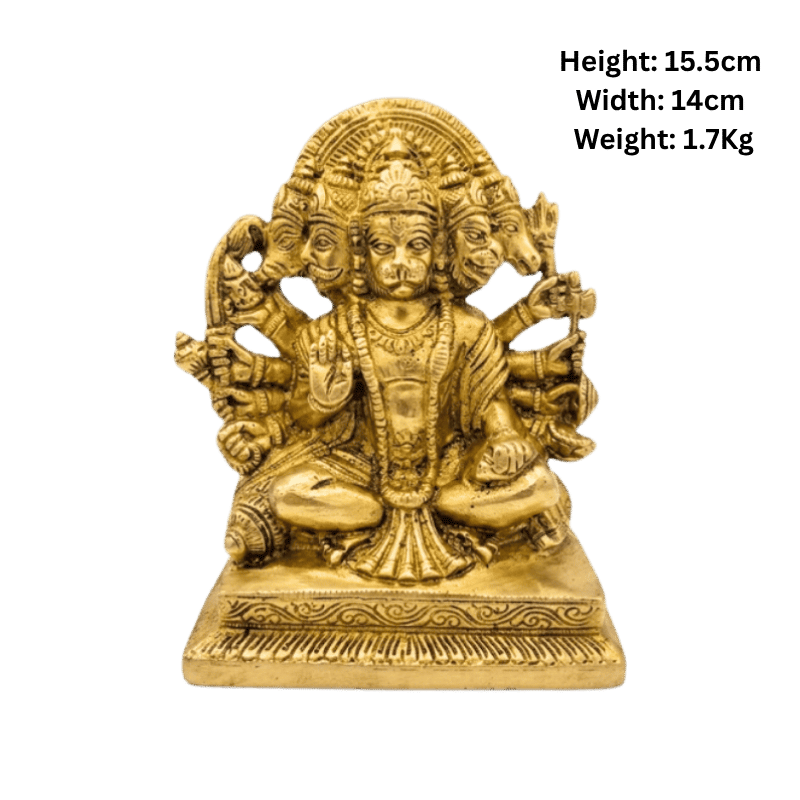 Brass Panchmukhi Hanuman- 1.7kg (square)-Global Food Hub